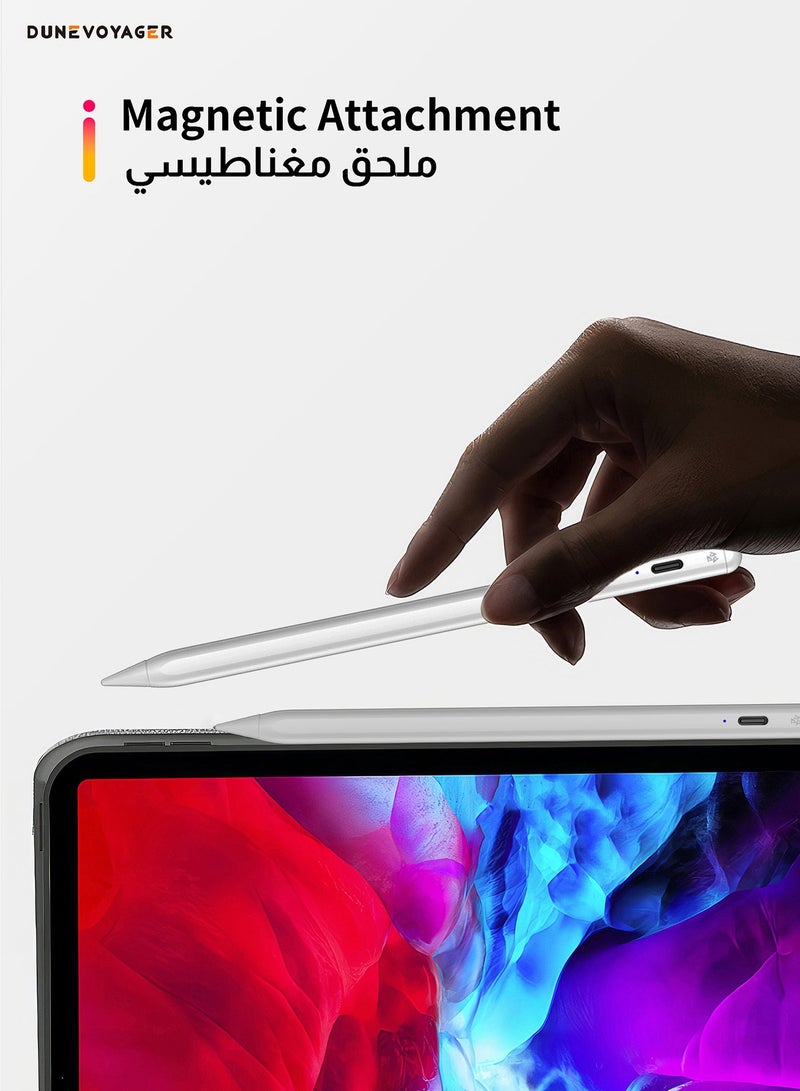 DuneVoyager Active Digital Stylus Pen Pencil Pro 2nd Generation iPad Pen With Fast Charging High Precision Digital Stylus Pencils，Stylus Pen For Ipad With Palm Rejection Function, Active Pencil Compatible (2018-2024) Apple iPad Pro 11/12.9 Inches, iPad 10/9/8/7/6th Generation, iPad Air 5/4/3 Generation, iPad Mini 5/6/7 Fifth Generat White - Image 2